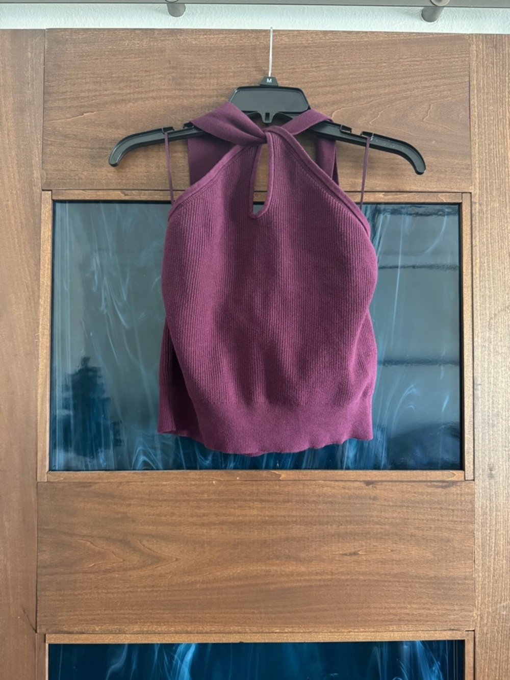 Banana Republic Plum Tie-Neck Halter Knit Top